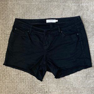 TORRID BLACK DENIM SHORTS, RAW FRAYED EDGE SZ 16